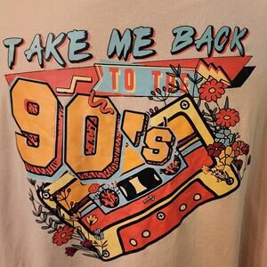Take Me Back to the 90s Pink Graphic T-Shirt Retro Cassette Tee Oversized
